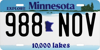 MN license plate 988NOV