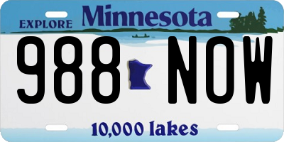 MN license plate 988NOW