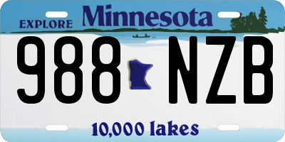MN license plate 988NZB