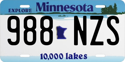 MN license plate 988NZS