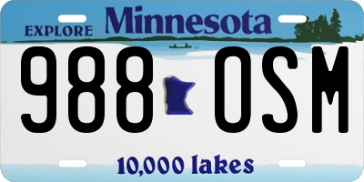 MN license plate 988OSM