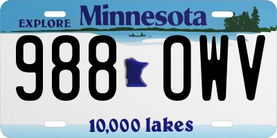 MN license plate 988OWV