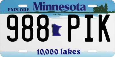 MN license plate 988PIK