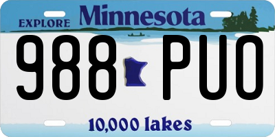 MN license plate 988PUO
