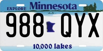 MN license plate 988QYX