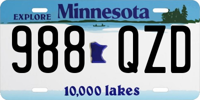 MN license plate 988QZD