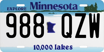 MN license plate 988QZW