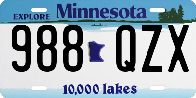 MN license plate 988QZX