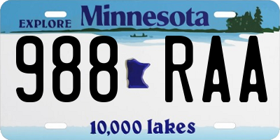 MN license plate 988RAA