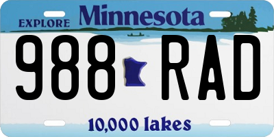 MN license plate 988RAD