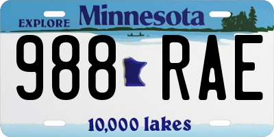 MN license plate 988RAE