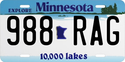 MN license plate 988RAG