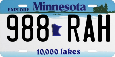 MN license plate 988RAH