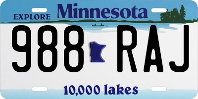MN license plate 988RAJ