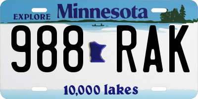 MN license plate 988RAK