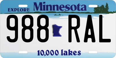 MN license plate 988RAL