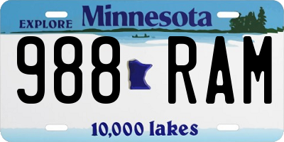 MN license plate 988RAM
