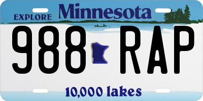 MN license plate 988RAP
