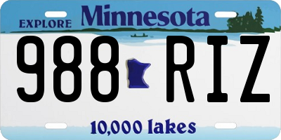MN license plate 988RIZ