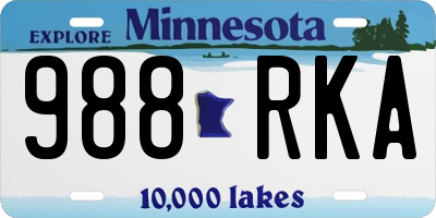 MN license plate 988RKA