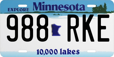 MN license plate 988RKE