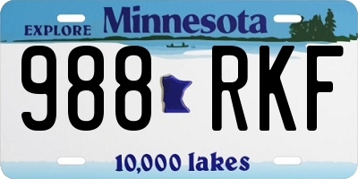 MN license plate 988RKF