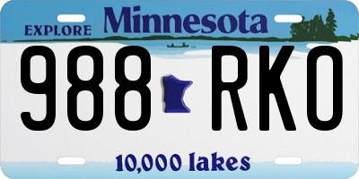 MN license plate 988RKO