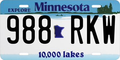 MN license plate 988RKW