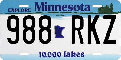 MN license plate 988RKZ