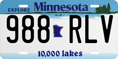 MN license plate 988RLV