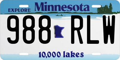 MN license plate 988RLW