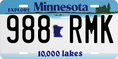 MN license plate 988RMK