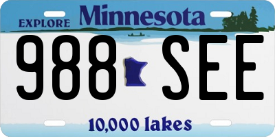 MN license plate 988SEE