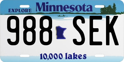 MN license plate 988SEK