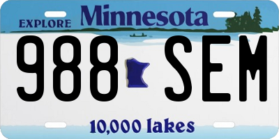 MN license plate 988SEM
