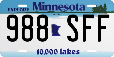 MN license plate 988SFF