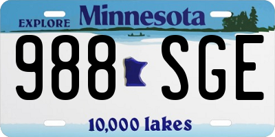MN license plate 988SGE