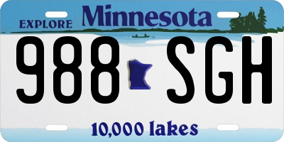 MN license plate 988SGH