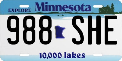MN license plate 988SHE