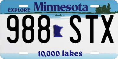 MN license plate 988STX