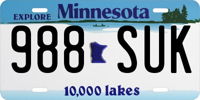 MN license plate 988SUK