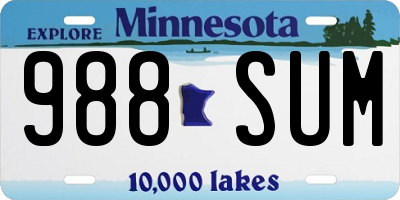 MN license plate 988SUM