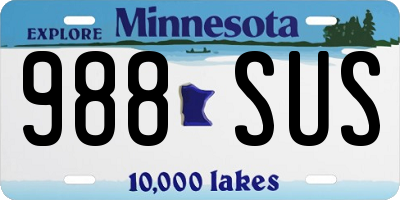 MN license plate 988SUS