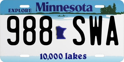 MN license plate 988SWA