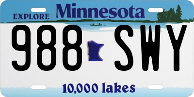 MN license plate 988SWY