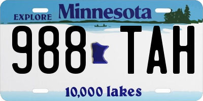 MN license plate 988TAH