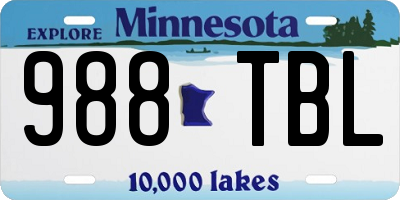 MN license plate 988TBL