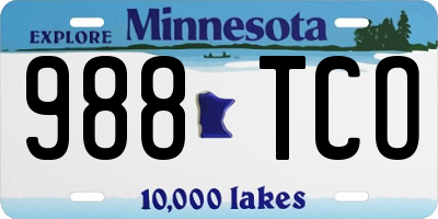 MN license plate 988TCO