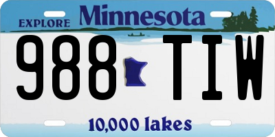 MN license plate 988TIW