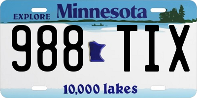 MN license plate 988TIX